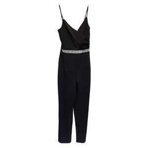 Emerald Sundae Black Jumpsuit with Mirrored and Beaded Belt - Size S